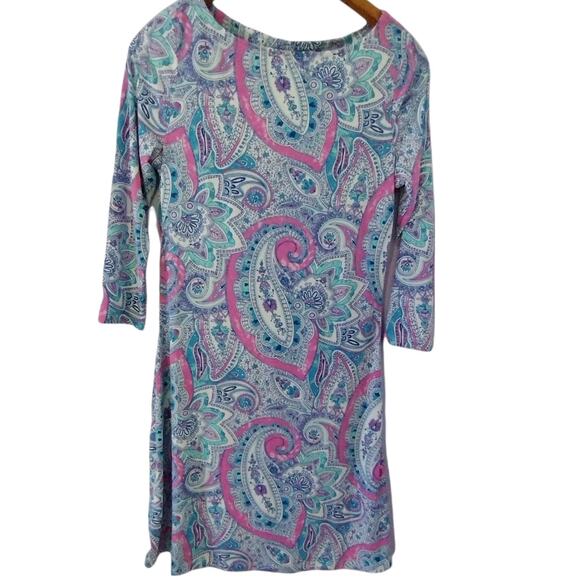 Cynthia Rowley Women's Size Small Floral Paisley Blue and Pink Long Sleeve Dress - Picture 1 of 8